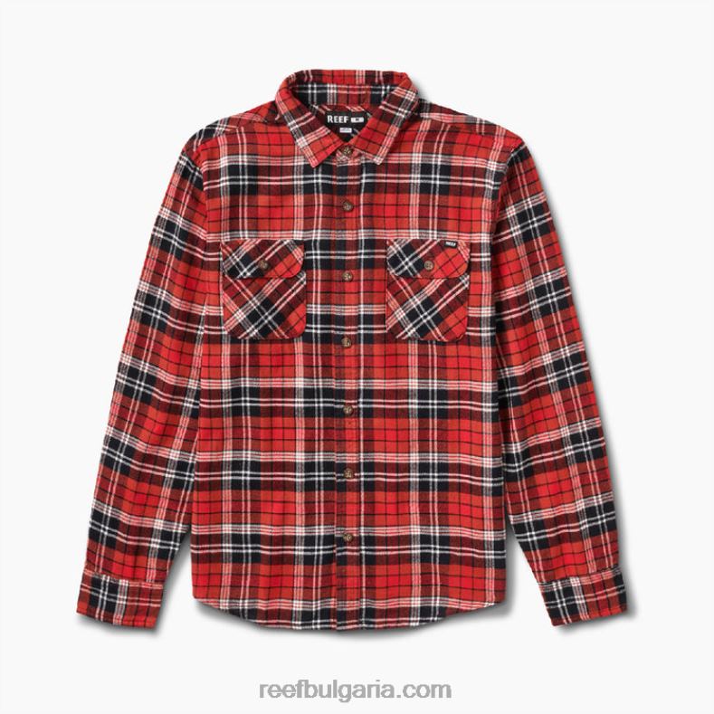 обувки Reef - мъже Reef бисби фланелена тъкана риза 2T28F664 лют червен пипер