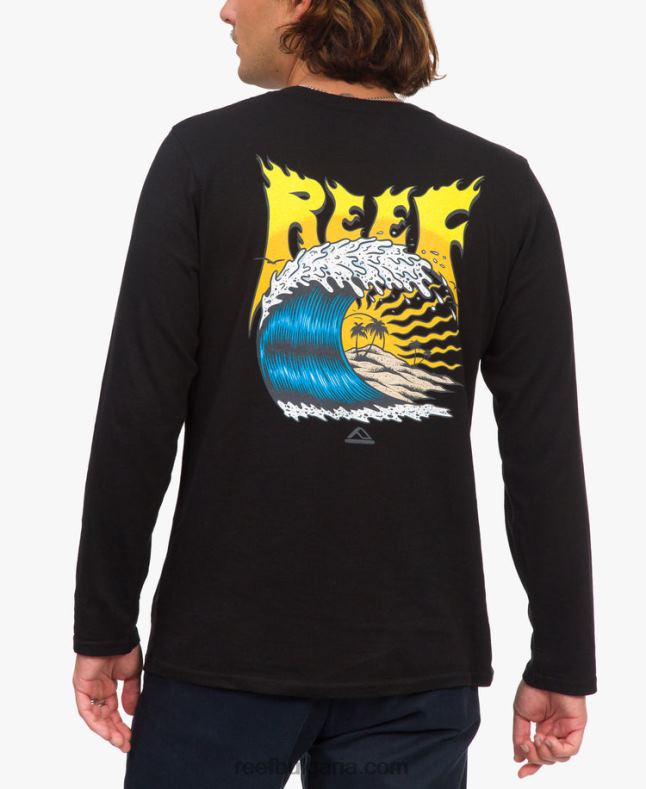 Reef t-shirts - мъже Reef тениска с дълъг ръкав carson recyclo 2T28F589 черен